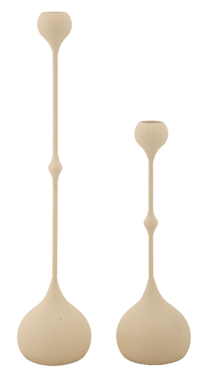 Set 2 suporturi de lumanare Slimmy, Mauro Ferretti, 8x26 cm, 8x37 cm, fier, crem/auriu - imagine 6